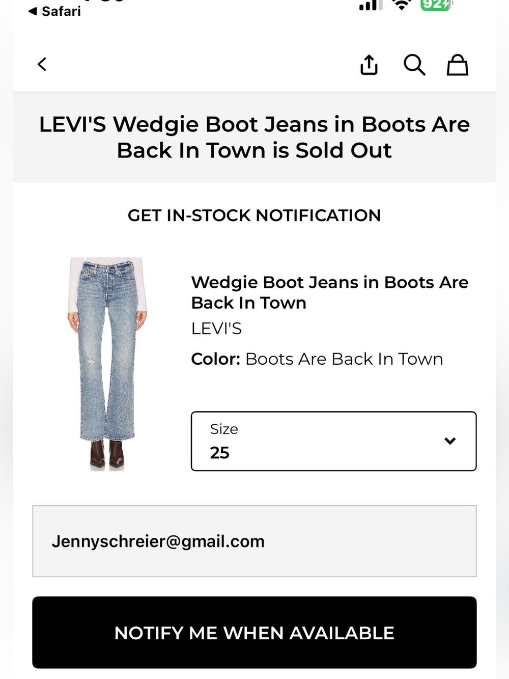 Levi's Light Blue Wedgie Bootcut Jeans